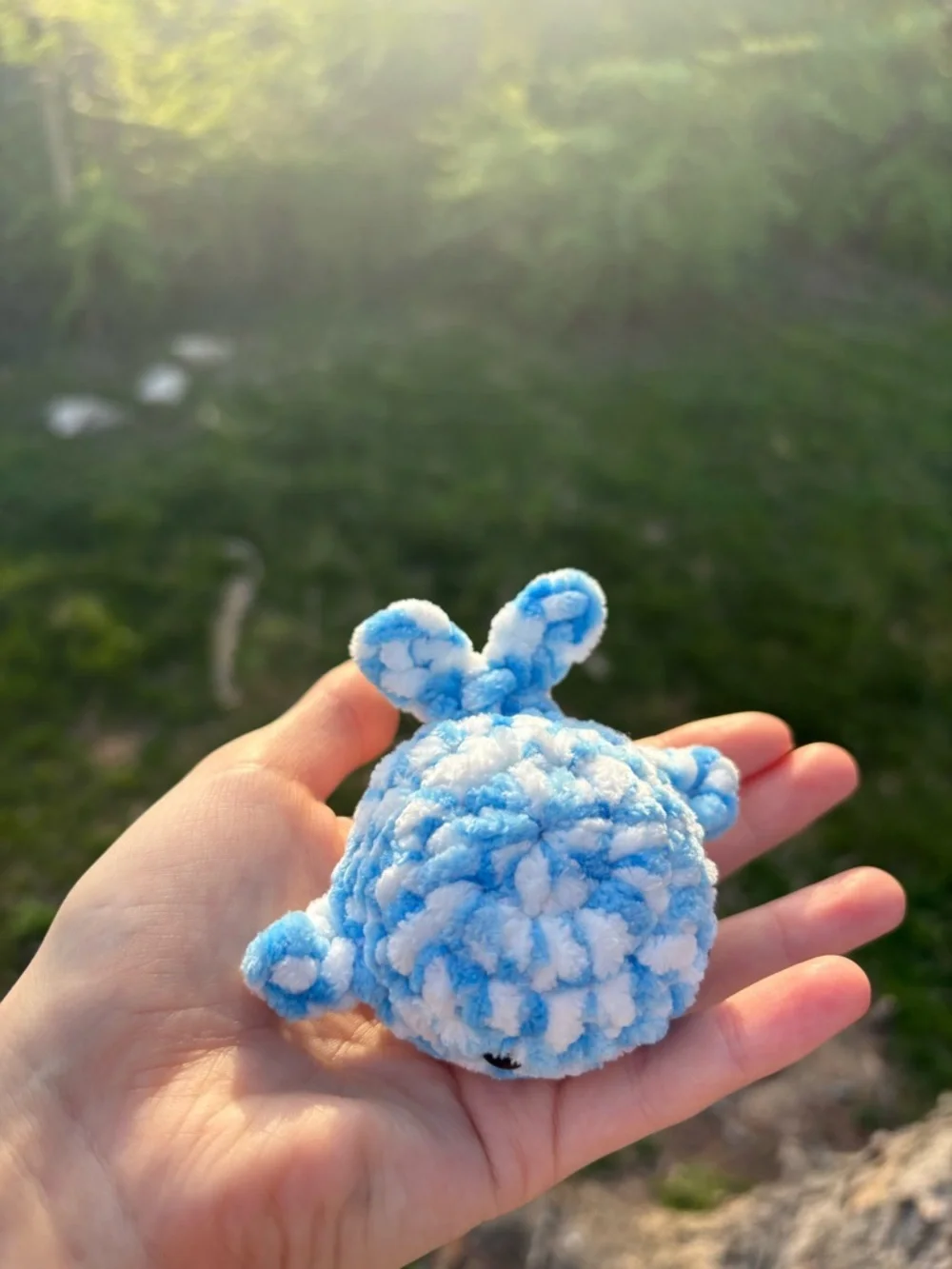 Blue Raspberry Whale Plush Handmade Crochet - Mini Whale Gift Crochet Animal - Picture 2 of 7